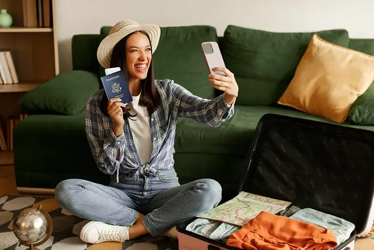 Traveler with passport